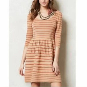 Anthropologie Knitted and Knotted Knit Elodie Striped Sweater Dress Scoop Neck